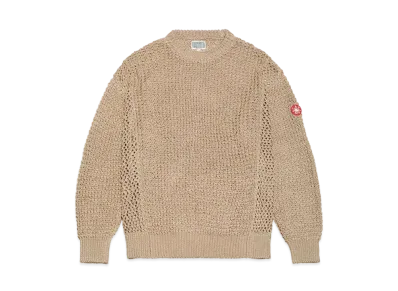 Cav Empt (C.E) SIDE MESH LOOSE WAFFLE KNIT "Beige"