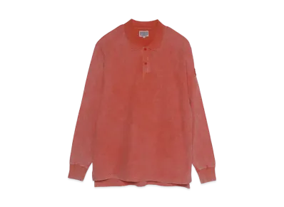 Cav Empt (C.E) BLEACHED RIB LONG SLEEVE POLO SHIRTS "Orange"