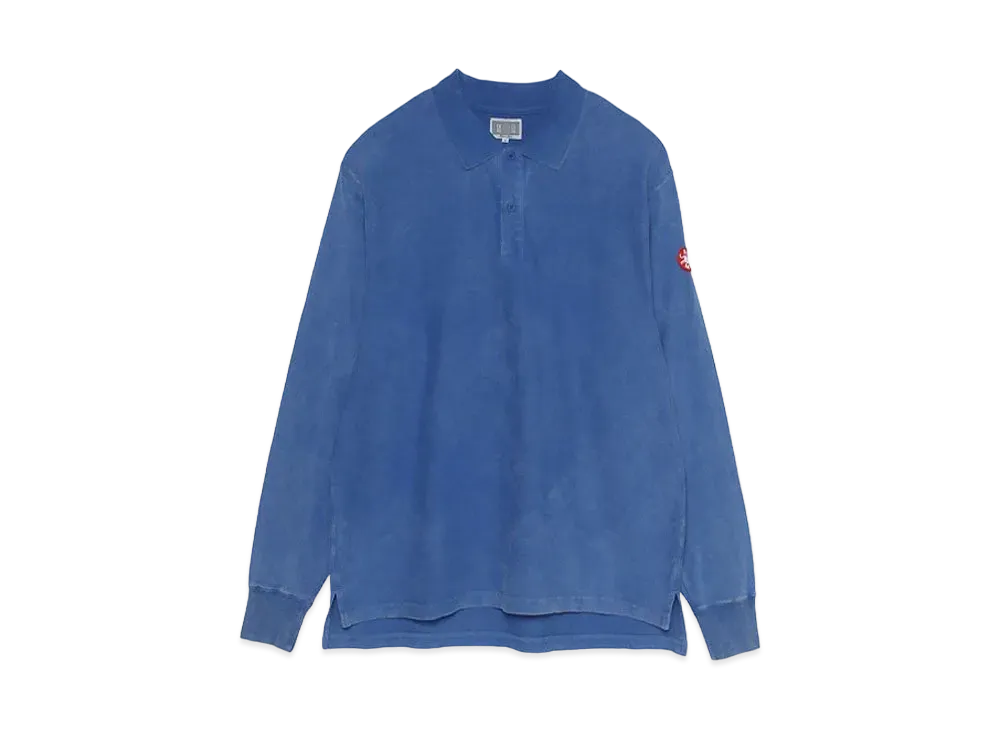 Cav Empt (C.E) BLEACHED RIB LONG SLEEVE POLO SHIRTS "Blue"