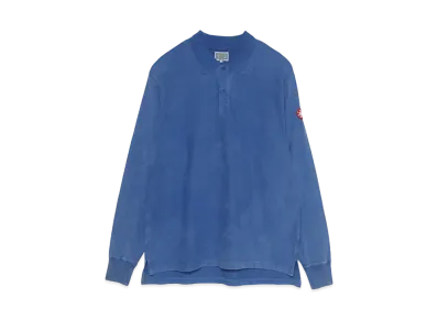Cav Empt (C.E) BLEACHED RIB LONG SLEEVE POLO SHIRTS "Blue"
