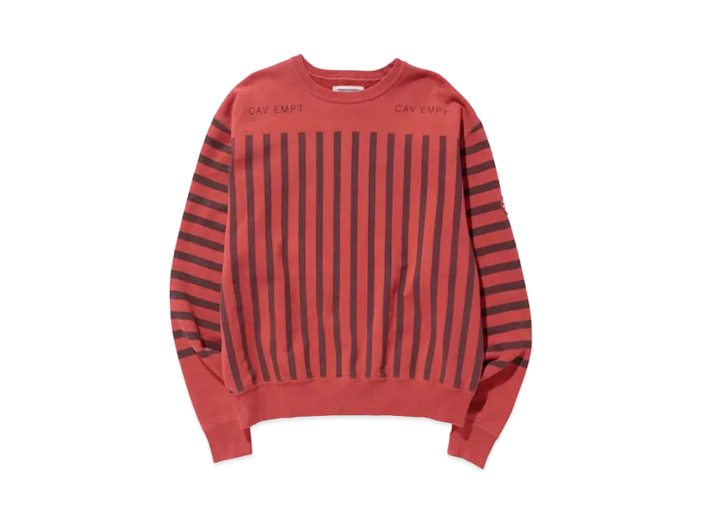 Cav Empt (C.E) STRIPE PRINT CREW NECK "Red"