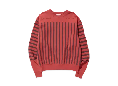 Cav Empt (C.E) STRIPE PRINT CREW NECK "Red"