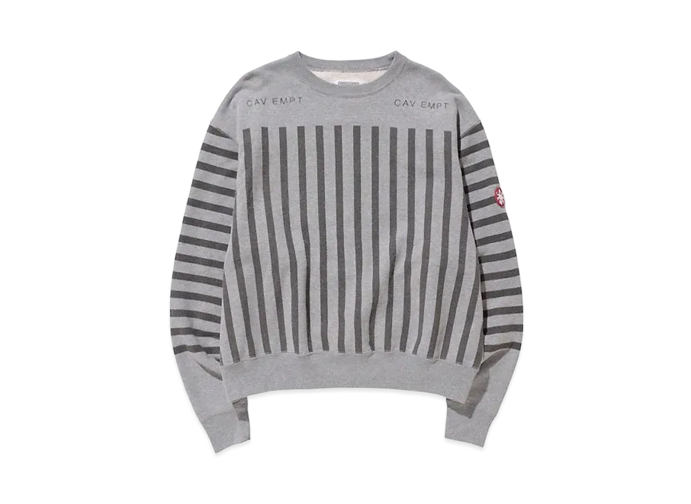 Cav Empt (C.E) STRIPE PRINT CREW NECK "Grey"