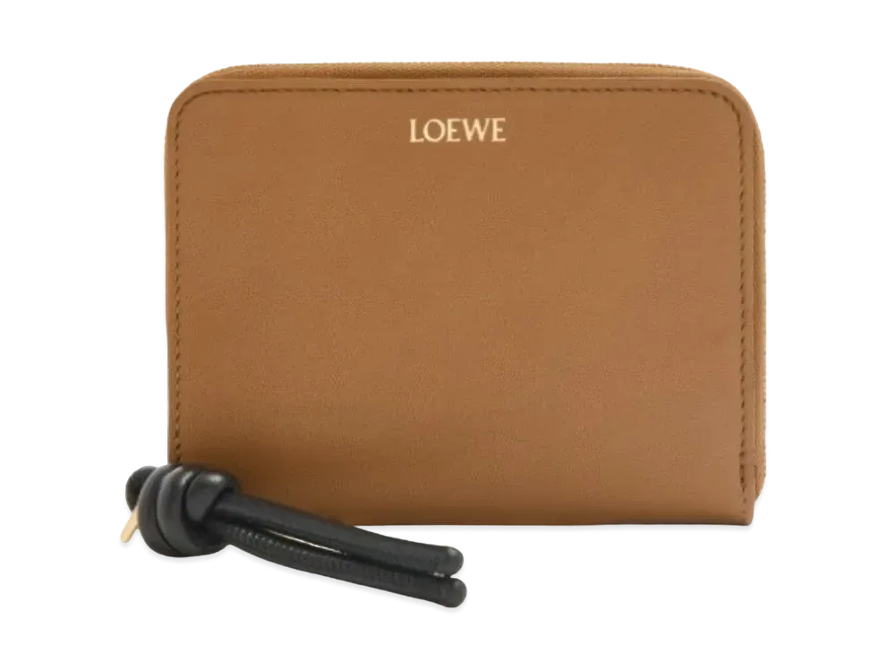 LOEWE Knot Compact Zip Wallet Shinina Pakaf "Oak/Black"