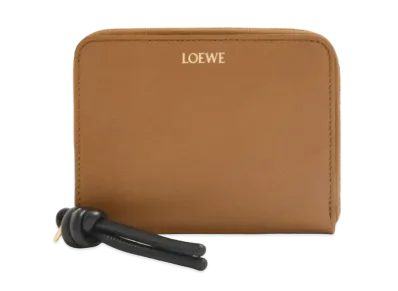 LOEWE Knot Compact Zip Wallet Shinina Pakaf "Oak/Black"