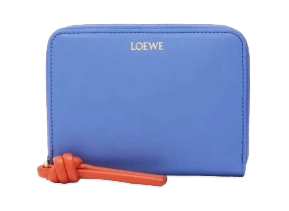 LOEWE Knot Compact Zip Wallet Shinina Pakaf "Seaside Blue/Vivid Orange"