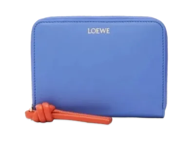 LOEWE Knot Compact Zip Wallet Shinina Pakaf "Seaside Blue/Vivid Orange"