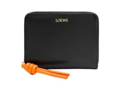LOEWE Knot Compact Zip Wallet Shinina Pakaf "Black/Bright Orange"