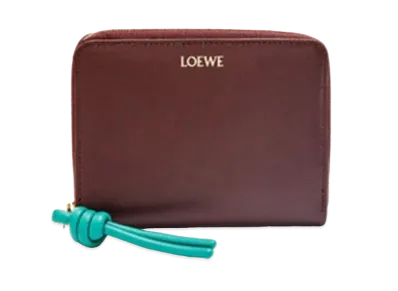 LOEWE Knot Compact Zip Wallet Shinina Pakaf "Burgundy/Emerald"