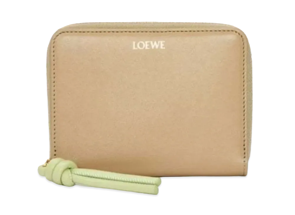 LOEWE Knot Compact Zip Wallet Shinina Pakaf "Clay Green/Lime Green"