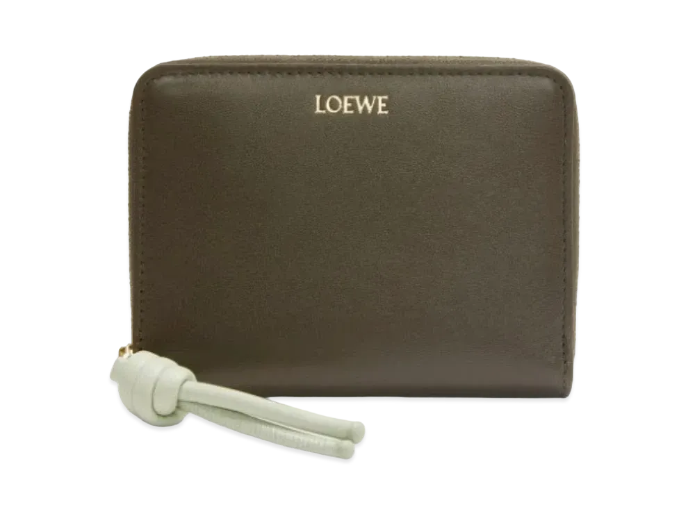 LOEWE Knot Compact Zip Wallet Shinina Pakaf "Dark Khaki/Springjade"