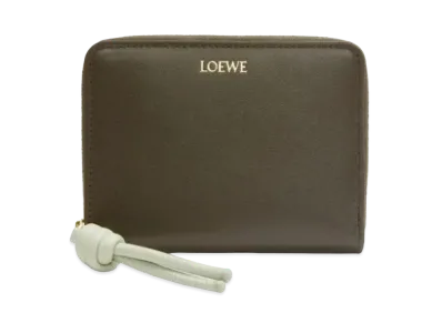LOEWE Knot Compact Zip Wallet Shinina Pakaf "Dark Khaki/Springjade"