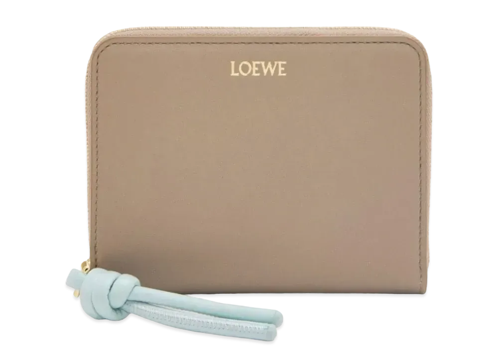 LOEWE Knot Compact Zip Wallet Shinina Pakaf "Sand/Blue Iceberg"