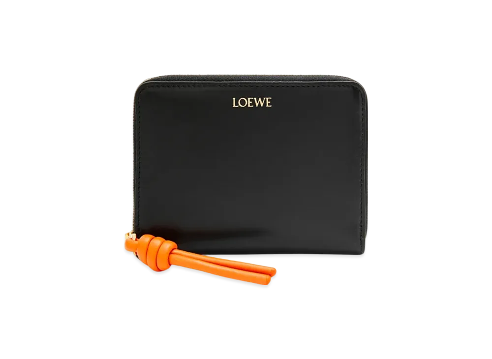 LOEWE Knot Compact Zip Around Wallet "Black/Bright Orange"