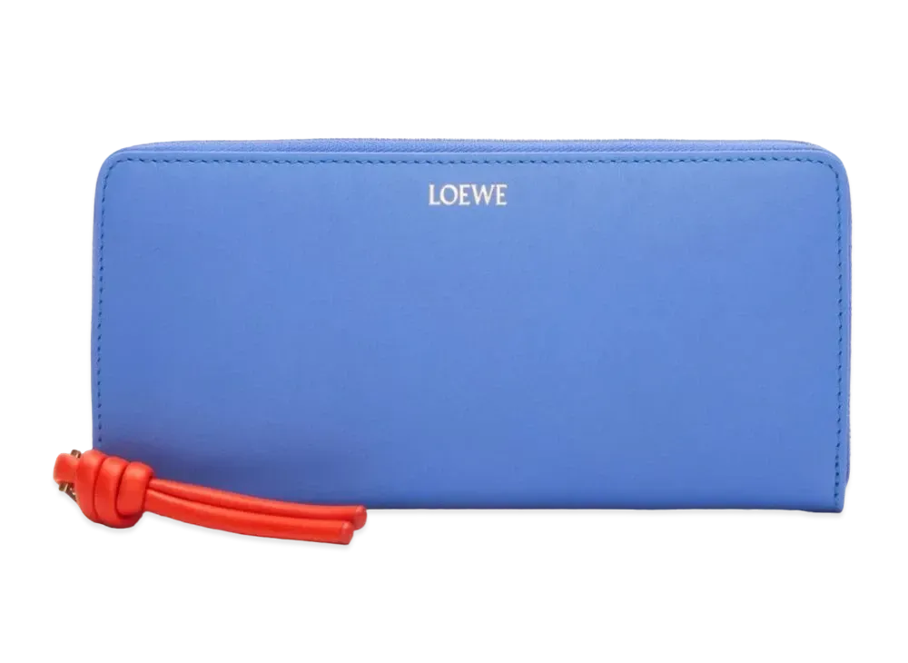 LOEWE Knot Zip Around Wallet Shinina Pakaf "Seaside Blue/Vivid Orange"