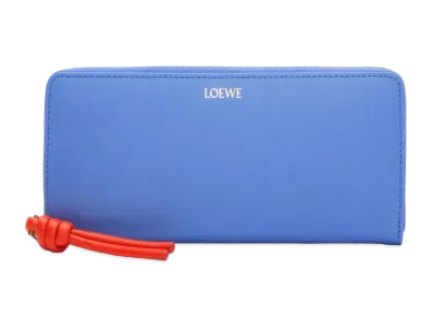 LOEWE Knot Zip Around Wallet Shinina Pakaf "Seaside Blue/Vivid Orange"