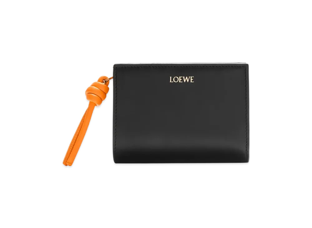 LOEWE Knot Compact Wallet "Black/Bright Orange"