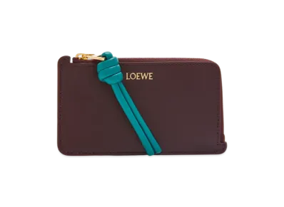 LOEWE Knot Coin Card Holder "Burgundy/Emerald"