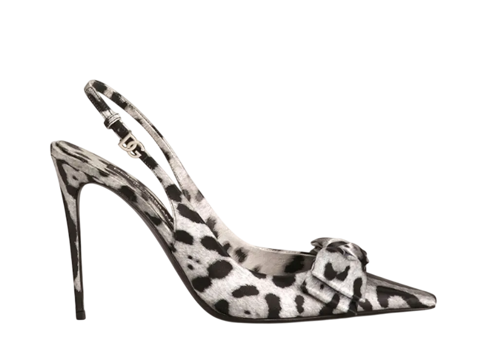 DOLCE&GABBANA Women's Leopard-Print Satin Slingbacks "Leopard"