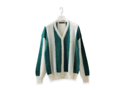 COGNOMEN Football Stripe Knit Cardigan "Green"