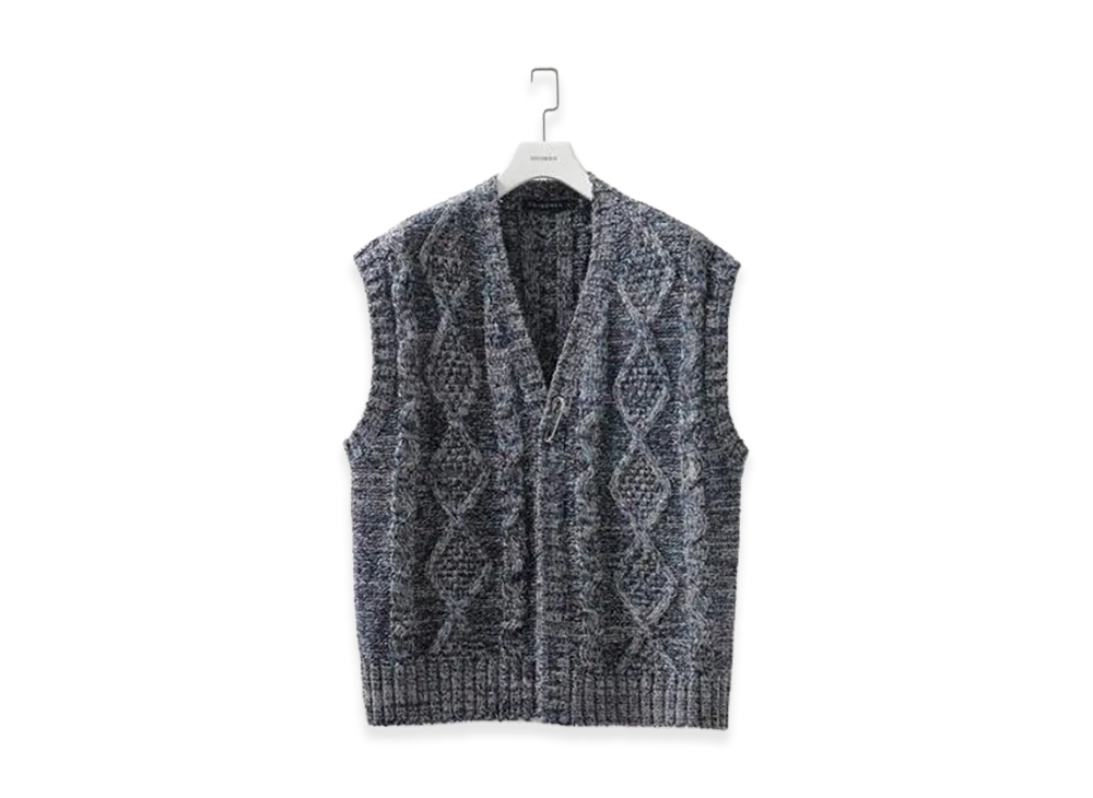 COGNOMEN Colour Aran Knit Vest "Navy"