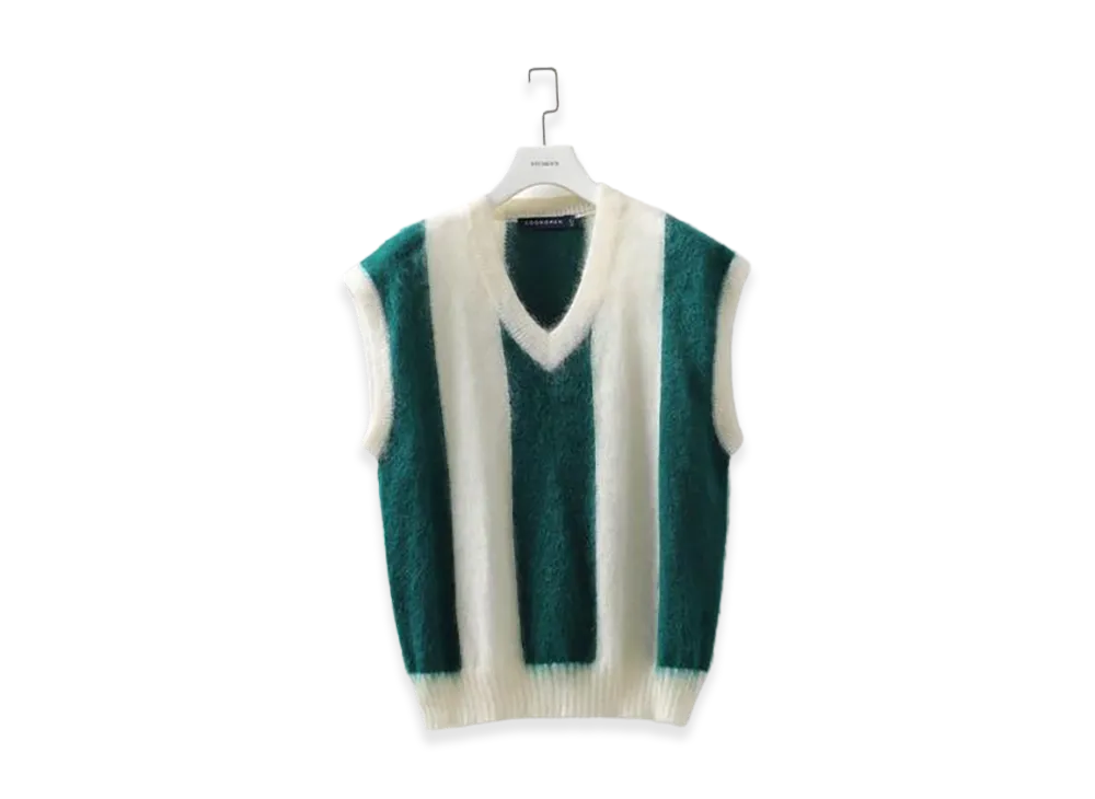 COGNOMEN Football Stripe Knit Vest "Green"