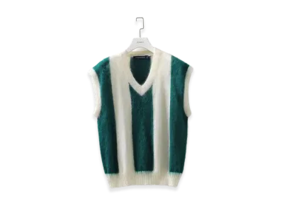 COGNOMEN Football Stripe Knit Vest "Green"