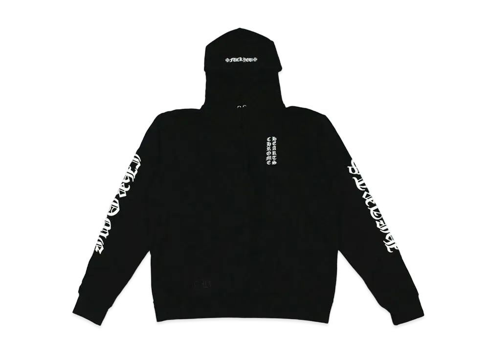 Chrome Hearts Vertical Logo Fuck You Hood Pullover Hoodie "Black/White"