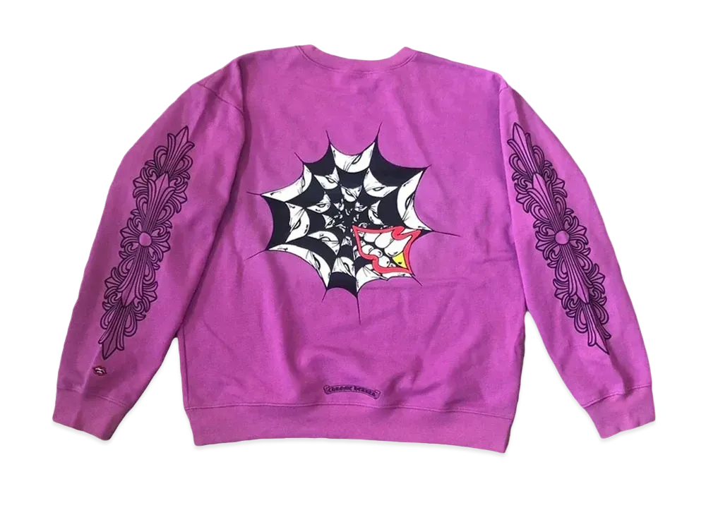 クロムハーツ マッティボーイ スパイダー ウェブ クルーネック スウェットシャツ "パープル"