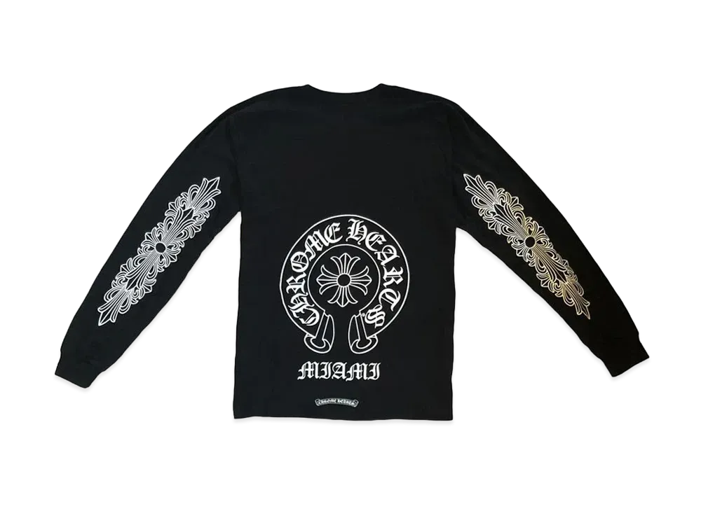 クロムハーツ マイアミ エクスクルーシブ ホースシュー ロングスリーブ Tシャツ "ブラック"