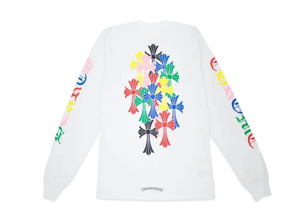 クロムハーツ マルチ カラー クロス セメタリー ロングスリーブ Tシャツ "ホワイト"