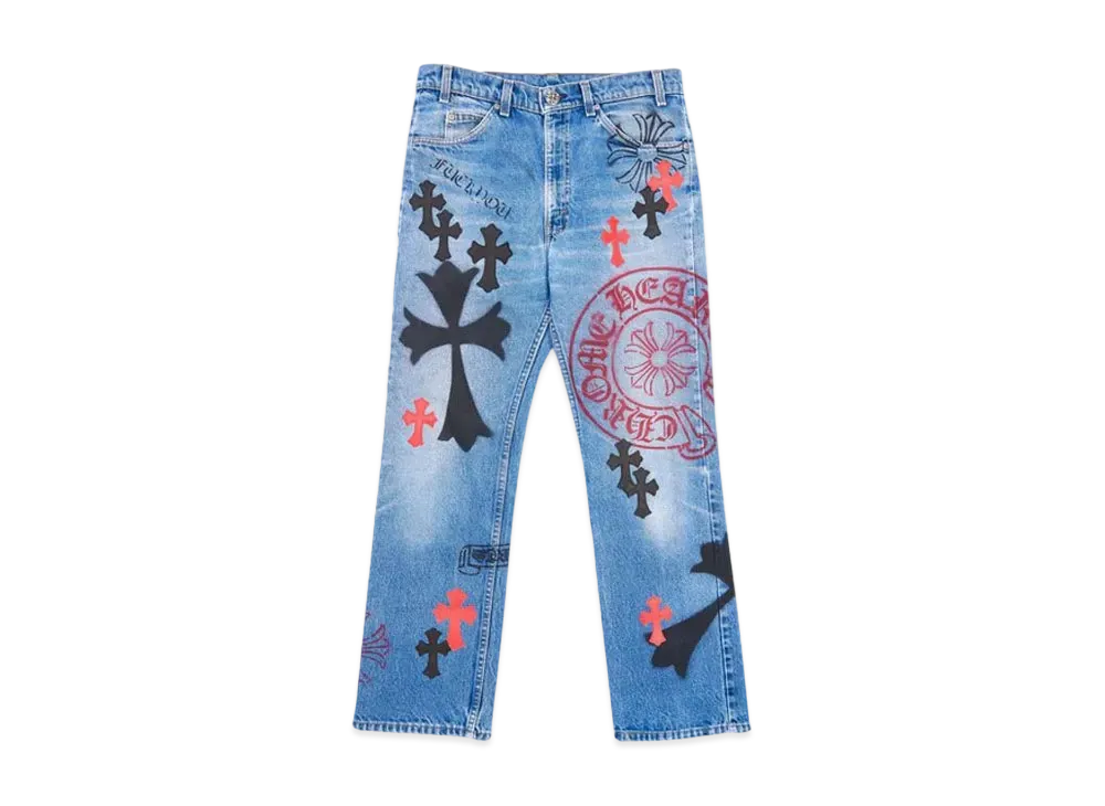 Chrome Hearts Vintage LEVI'S Stencil Cross Patch Denim "Blue"