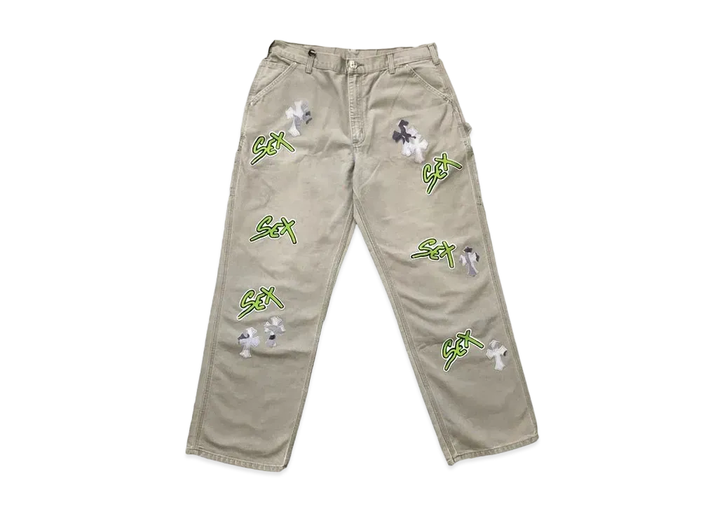 Chrome Hearts Matty Boy Sex Records Single Knee Vintage Carpenter Pants "Beige"