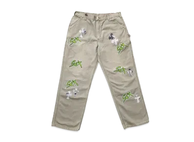 Chrome Hearts Matty Boy Sex Records Single Knee Vintage Carpenter Pants "Beige"