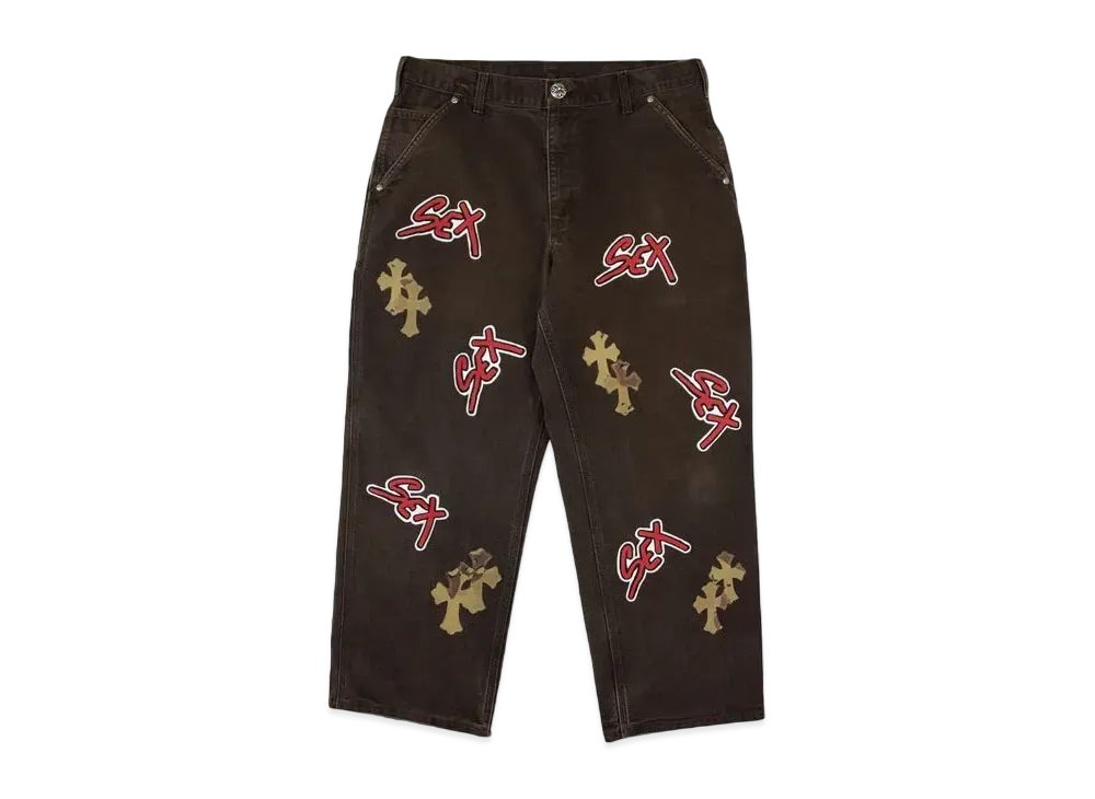 Chrome Hearts Matty Boy Sex Records Single Knee Vintage Carpenter Pants "Dark Brown"