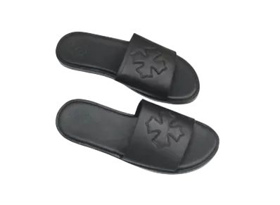 Chrome Hearts CH Plus Patch Leather Slide Sandal "Black"