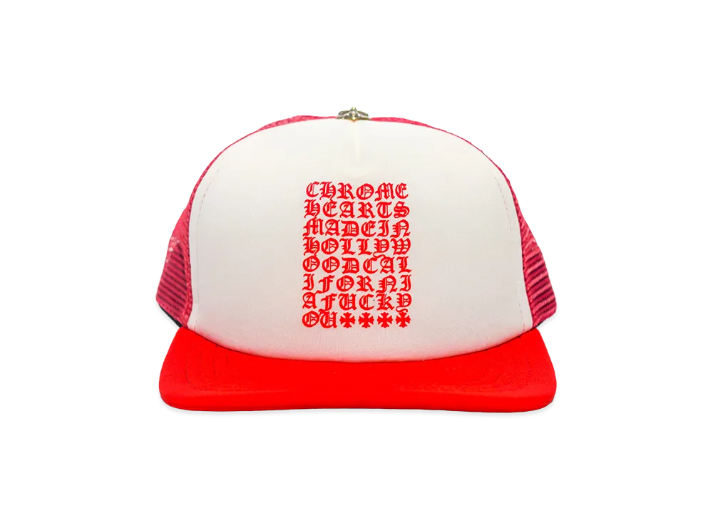 Chrome Hearts Trucker Cap King Taco CH Scroll "Red"