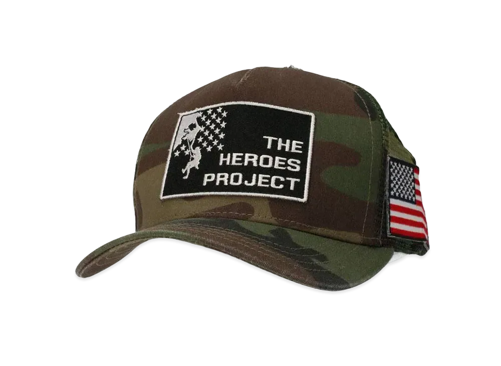 クロムハーツ ザヒーローズプロジェクト トラッカーキャップ パッチクロスボール メッシュ カモフラージュ "グリーン/ブラウン"