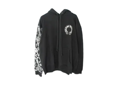 Chrome Hearts HD PLVR Sleeve Multi Print Pullover Hoodie "Black/White"