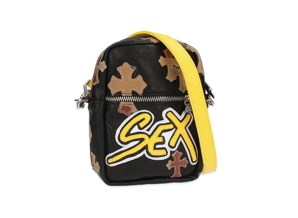 Chrome Hearts Taka Mini Sex Records Camouflage Patch Leather Shoulder Bag with Cross Patch "Black/Yellow"