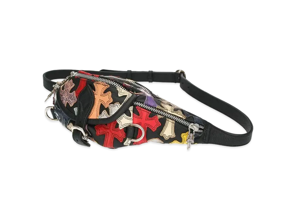 Chrome Hearts Snat Pack Mini Mulch Cross Patch Leather Waist Bag "Black/Silver/Red"