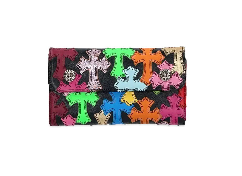 Chrome Hearts Wave Cross Patch Cross Button Camouflage Leather Wallet ""Multi Color"