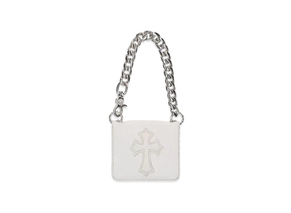 Chrome Hearts TV Man Classic Chain Handle Cross Patch Leather Wallet "White"