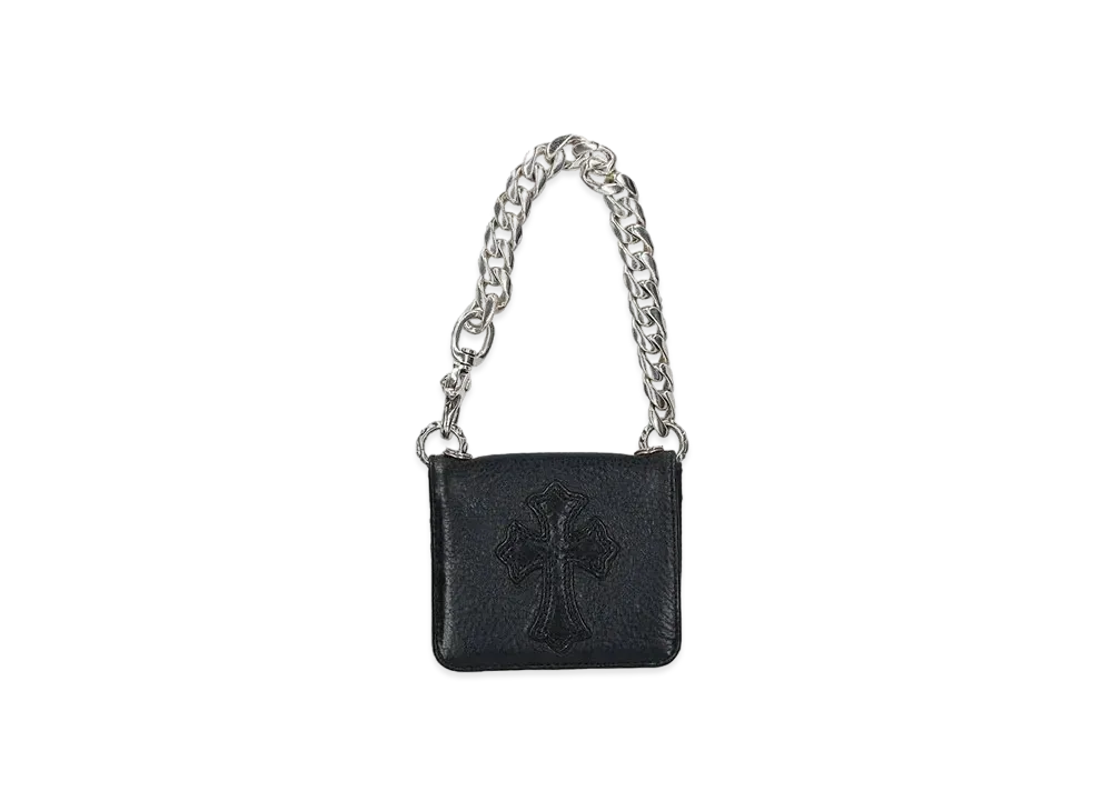 Chrome Hearts TV Man Classic Chain Handle Cross Patch Leather Wallet "Black/Silver"