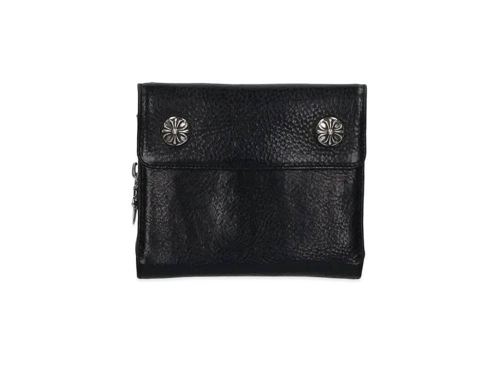 Chrome Hearts Big Spoon Cross Button Leather Wallet "Black/Silver"