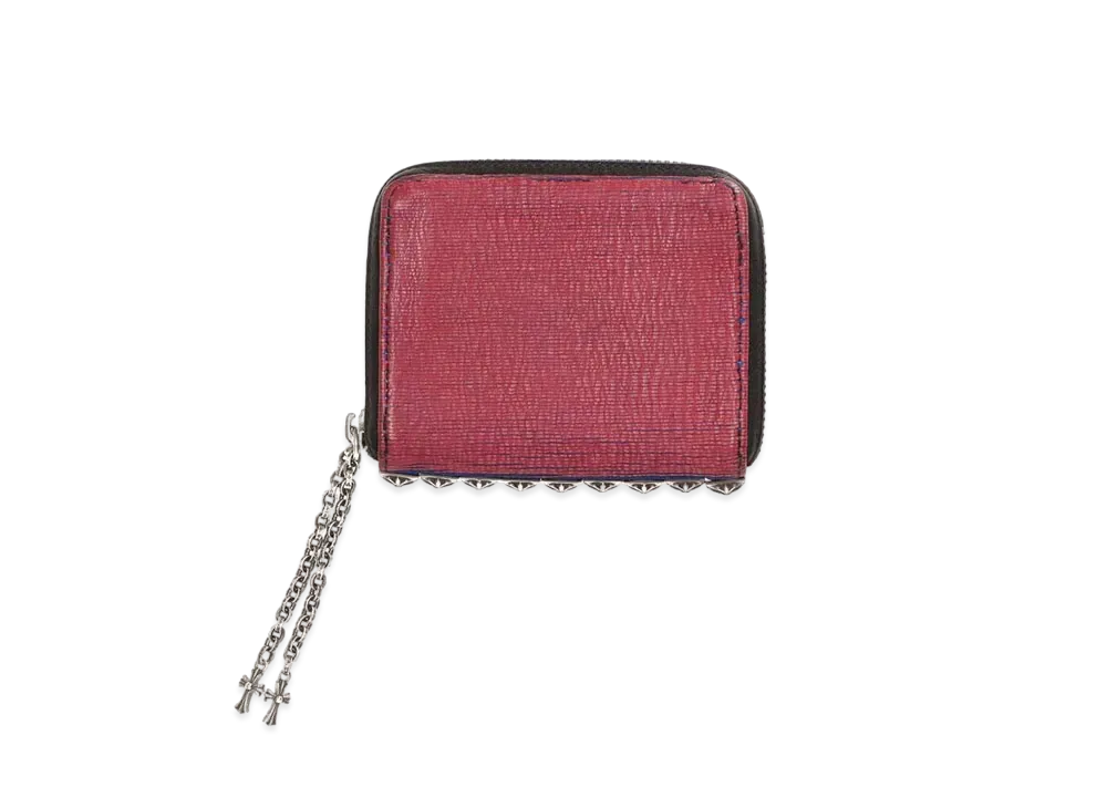 Chrome Hearts 3 Side Zip Side Pyramid Studs Leather Wallet "Red"