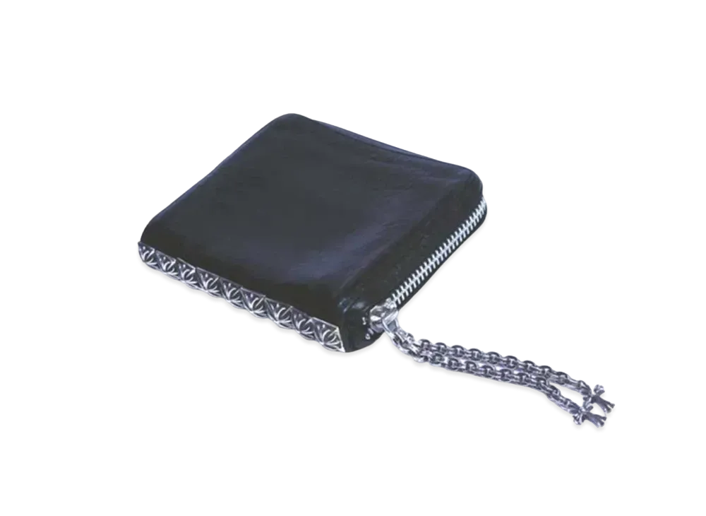 Chrome Hearts 3 Side Zip Leather Wallet "Black/Silver"
