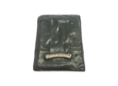 Chrome Hearts Caching In flare wallet Compact Leather Wallet "Black/Silver"