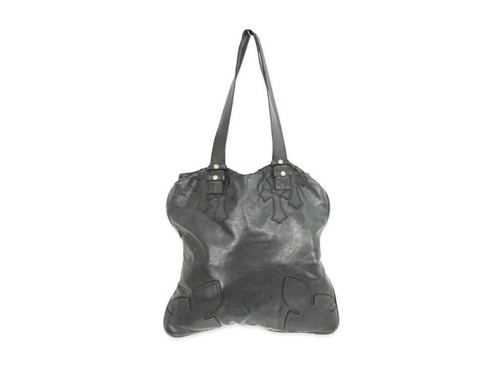 Chrome Hearts Cemetery Cross Flareknee Patch Leather Tote Bag "Black"