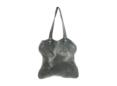 Chrome Hearts Cemetery Cross Flareknee Patch Leather Tote Bag "Black"